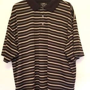 PGA Tour Airflux Short Sleeve Polo Mens Size 3XL Black Striped Golf Polyester.